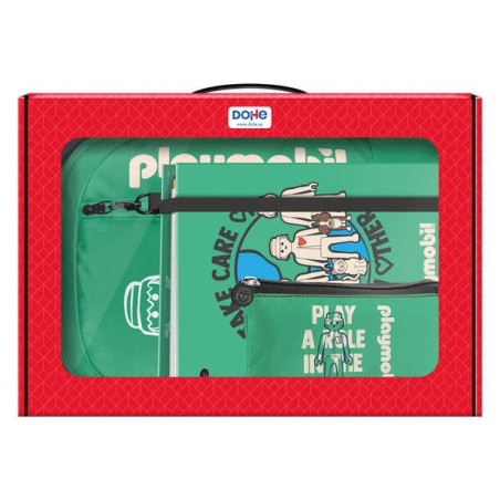 Dohe Playmobil Green Future Pack composé d'un grand sac à dos + dossier de rechange A4 + trousse triple