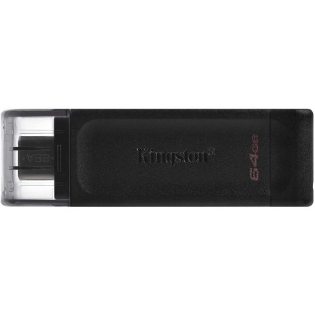 Mémoire USB Type C Kingston DataTraveler 70 64 Go - USB-C 32 Gen 1 - Avec couvercle - Noir Pendrive