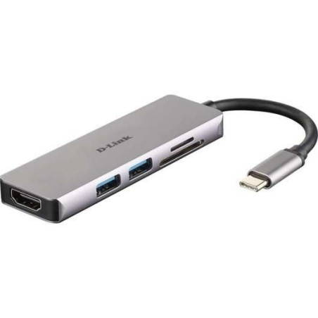 Hub USB-C D-Link Lecteur SD 5 en 1, MicroSD, HDMI 4K, 2x USB 3.0