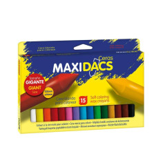 Alpino Maxidacs Pack de 15 Crayons Doux pour Enfants - Taille Extra Large 120 mm x 14 mm - Étiquette Anti-taches
