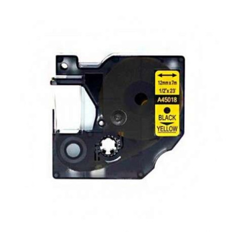 Dymo D1 45018 Ruban générique pour étiqueteuse - Texte noir sur fond jaune - Largeur 12 mm x 7 mètres - Gamme Pro S0720580