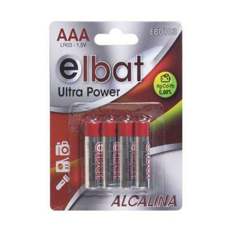 Elbat Pack de 4 Piles Alcalines LR03/AAA