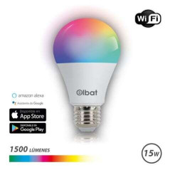 Ampoule LED Elbat Smart Wi-Fi A65 E27 15W 1500lm RGB - Température 2700K à 6000K - Commande vocale - Télécommande