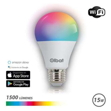 Ampoule LED Elbat Smart Wi-Fi A65 E27 15W 1500lm RGB - Température 2700K à 6000K - Commande vocale - Télécommande