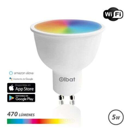 Ampoule LED Elbat Smart Wi-Fi GU10 5W 470lm RGB - Température 2700K à 6000K - Commande vocale - Télécommande