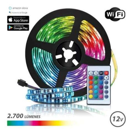 Bande LED Elbat WiFi RGB 12V 2700lm - 30 Leds par mètre - Télécommande - Longueur 5m