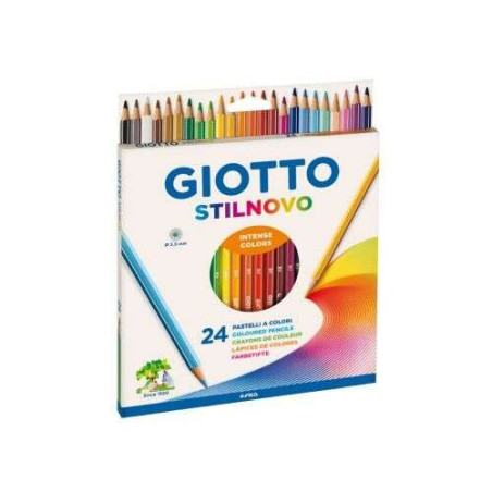 Giotto Stilnovo Paquet de 24 Crayons de Couleur Hexagonaux - Mine 33 mm - Bois - Couleurs Assorties