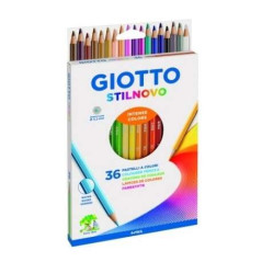 Giotto Stilnovo Paquet de 36 Crayons de Couleur Hexagonaux - Mine 3,3 mm - Bois - Couleurs Assorties
