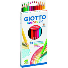 Giotto Colors 30 Lot de 24 crayons de couleur hexagonaux - Mine 3 mm - Bois - Couleurs assorties
