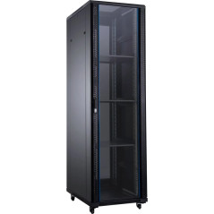 Aiten Data AI6622 Armoire rack au sol 19 - De 22U à 47U - 4 ventilateurs 120 mm - Porte vitrée - Verrou de sécurité