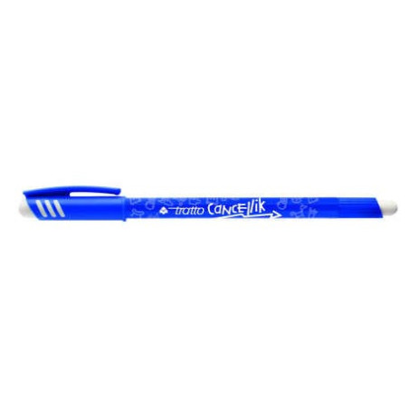 Pack de 12 - Stylo à bille Tratto Cancellik - Encre effaçable - Course de 0,4 mm - Double caoutchouc - Couleur bleue