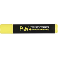 Pack de 12 - Tratto Video Marqueur fluorescent pastel – Pointe biseautée – Encre à eau – Séchage rapide – Couleur jaune citron