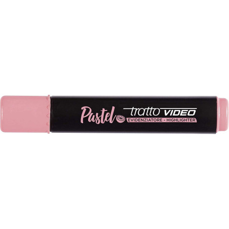 Pack de 12 - Tratto Video Marqueur fluorescent pastel – Pointe biseautée – Encre à eau – Séchage rapide – Couleur rose