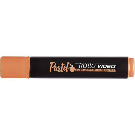 Pack de 12 - Tratto Video Marqueur fluorescent pastel - Pointe biseautée - Encre à eau - Séchage rapide - Couleur orange abricot