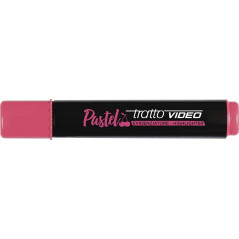 Pack de 12 - Tratto Video Marqueur fluorescent pastel – Pointe biseautée – Encre à eau – Séchage rapide – Couleur rouge cerise