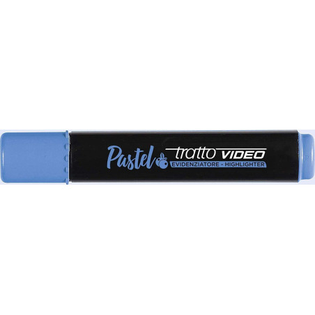 Pack de 12 - Tratto Video Marqueur fluorescent pastel – Pointe biseautée – Encre à eau – Séchage rapide – Couleur bleu