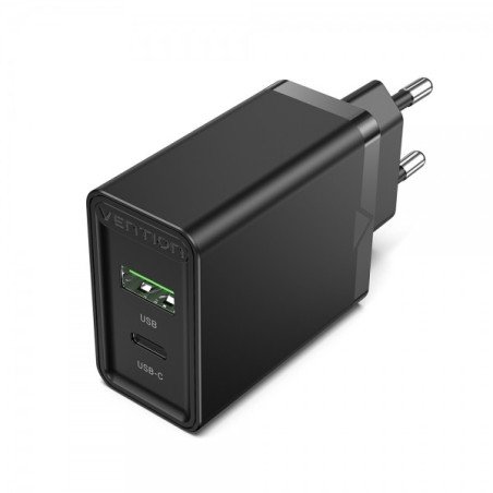 Chargeur mural USB Vention CA 34A 20W PD30QC40 - Charge rapide - Couleur Noir