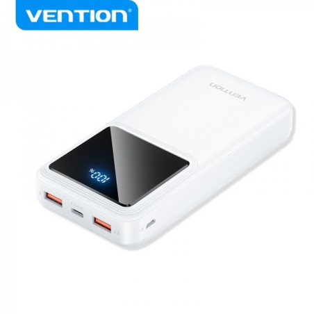 Batterie Vention Powerbank 20000mAh 225W USB CAA avec écran LED - Couleur blanche