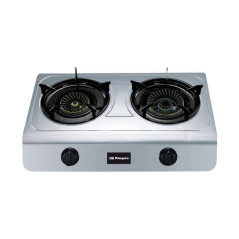 Réchaud à Gaz Orbegozo FO 2700 en Inox - Compact et Polyvalent - 2 Brûleurs Triple Couronne - Allumage Piézoélectrique
