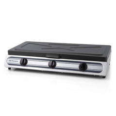 Orbegozo FO 3510 Réchaud à Gaz Inox - Compact et Sûr - 3 Brûleurs - Allumage Piézoélectrique - pour Gaz Butane/Propane