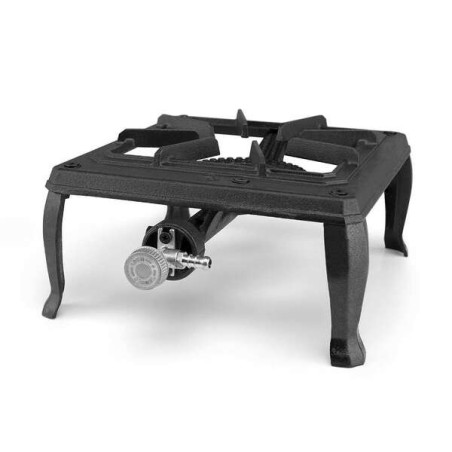 Réchaud à Gaz Portable Résistant Orbegozo FO 6100 - Brûleur Puissant 35 kW - Grill en Fonte - Utilisation Extérieure Sécurisée