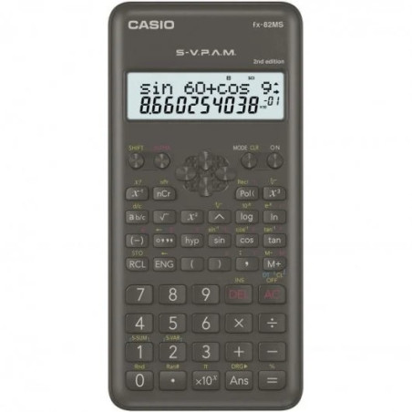 Calculatrice scientifique Casio FX-82MS 2e éd. - Écran LCD 2 lignes - 240 fonctions intégrées - 8 mémoires variables