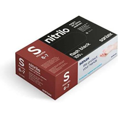 Santex Flash Black Pack de 100 Gants en Nitrile Taille S - 6 grammes - Sans poudre - Sans Latex - Non Stériles - Couleur Noir
