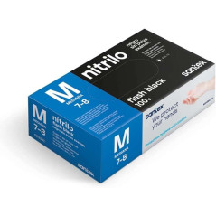 Santex Flash Black Pack de 100 Gants en Nitrile Taille M - 6 grammes - Sans poudre - Sans Latex - Non Stériles - Couleur Noir
