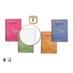 Pack de 10 - Cahier à Spirale Doré 8º Naturel 80 Feuilles Grille 60gr - Marge surlignée - Couverture Plastifiée Normale