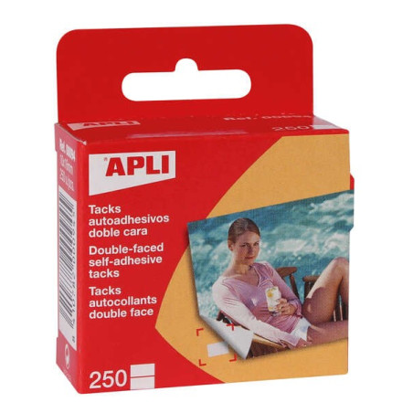 Apli Pack de 250 Punaises Autocollantes Double Face 10x16mm - Idéales pour Photos Scrapbooking et Travaux Manuels - Sans Acide