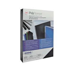 GBC PolyOpaque Pack de 100 Couvertures Reliure A4 - 300 Microns - Couleur Noir