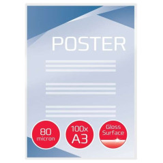 GBC Pack de 100 Pochettes de Plastification Brillantes A3 - Haute Qualité - Coins Arrondis - 80 Microns - Transparent