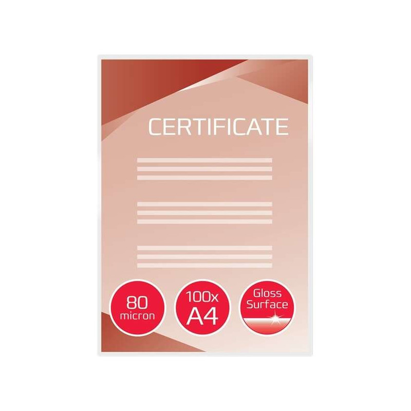 GBC Pack de 100 Pochettes de Plastification Brillantes A4 - Haute Qualité - Longue Durée - 80 Microns - Transparent