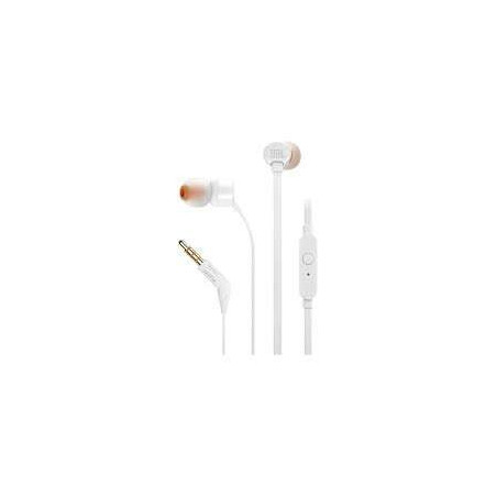 Casque JBL Tune 110 avec Microphone - Mains Libres - Commande Filaire - Câble Plat 1,11 m - Coloris Blanc