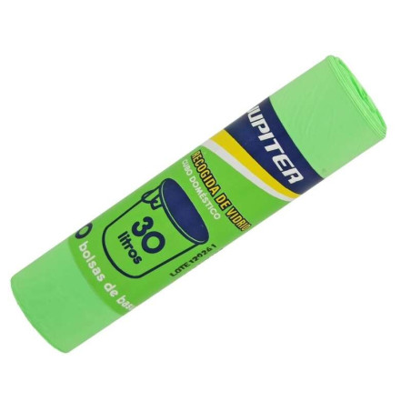 Jupiter Rouleau de 10 Sacs Poubelles 30L - Première Qualité - Couleur Vert