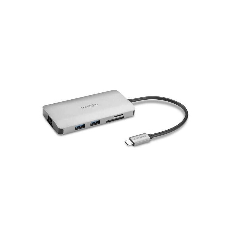 Kensington UH1400P Hub USB-C 3x USB 3.2, 1x USB-C jusqu'à 85W, 1x HDMI 2.0, lecteur SD, lecteur MicroSD - Couleur argent