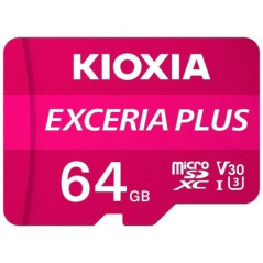 Carte Micro SDXC Kioxia Exceria Plus 64 Go UHS-I U3 V30 A1 Classe 10 avec adaptateur