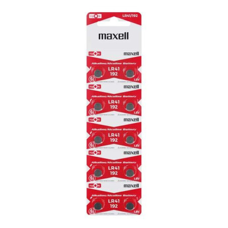 Maxell Pack de 10 Piles Bouton Alcalines LR41 15V