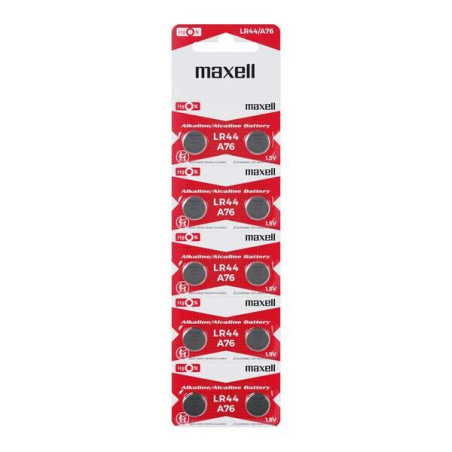 Maxell Pack de 10 Piles Bouton Alcalines LR44 15V