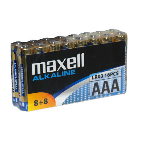 Maxell Lot de 16 piles alcalines LR03 AAA 15 V