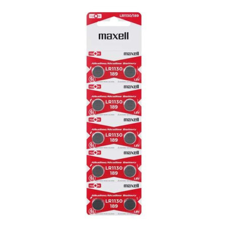 Maxell Pack de 10 Piles Bouton Alcalines LR1130 15V