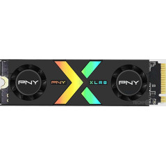 Disque dur solide PNY CS3150 SSD M2 1 To NVMe PCIe Gen5 x4 avec dissipateur thermique - Éclairage RVB - Couleur noire