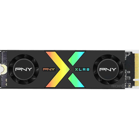 Disque dur solide PNY CS3150 SSD M2 2 To NVMe PCIe Gen5 x4 avec dissipateur thermique - Éclairage RVB - Couleur noire
