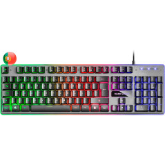 Clavier Gaming Mars Gaming MK220 - Technologie H-MECH - Éclairage Arc-en-ciel FRGB - Panneau en Aluminium - Base ABS Renforcé