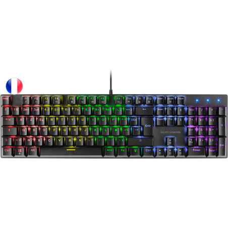 Clavier Mécanique Mars Gaming MK422 RGB - Technologie Anti-Poussière - Effets de Lumière Arc-en-Ciel - Touches Ultra-résistantes