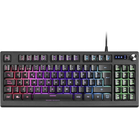 Clavier Mars Gaming MKREVO TKL avec pavé numérique - Technologie H-Mech - 12 modes déclairage RVB - Double molette de commande
