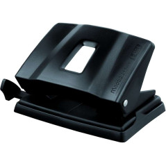 Maped Essentials Perforatrice de bureau en métal – 2 trous – Règle multiformat – Jusqu'à 25 feuilles à la fois – Couleur noire
