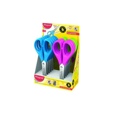 Pack de 24 - Maped Essentials Ciseaux Scolaires Pointe Ronde 13 cm - Lames Inox - Manche Plastique Symétrique