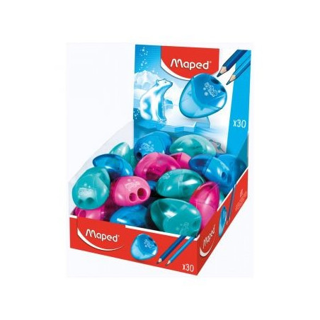 Pack de 30 - Taille-crayon Maped I-Gloo 1 trou avec récipient grande capacité - Forme ergonomique - Couleurs assorties