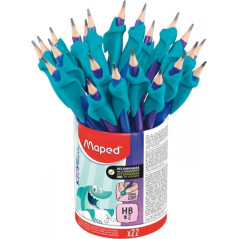 Maped Kidy Lern Pot de 22 crayons graphite 2HB avec guide-crayon à doigt - Guide amovible - Convient à la plupart des crayons